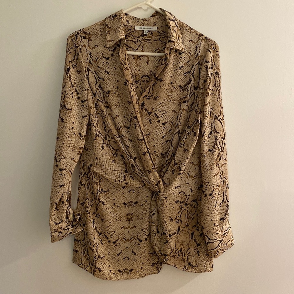 Animal print long sleeve blouse.